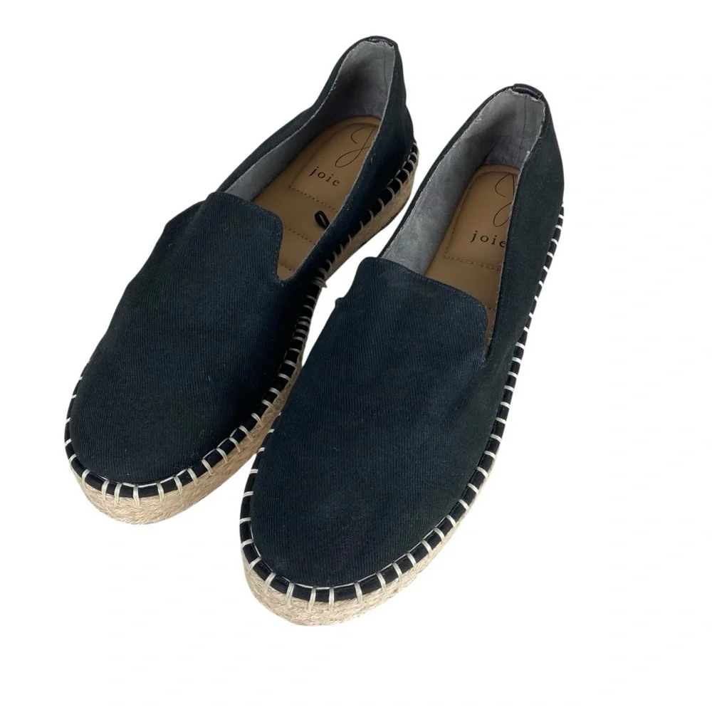 Joie Cara Espadrille Black Slip On Loafers Flats Women’s Size 9.5